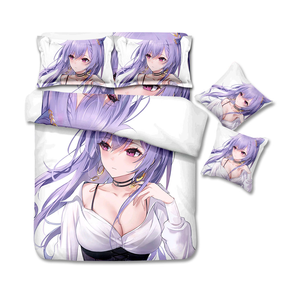 Bộ Drap giường Đơn / Đôi Họa Tiết Hoạt Hình Anime Thoải Mái Có Thể Giặt Rửa Được YT3 Genshin Va Chạm Keq