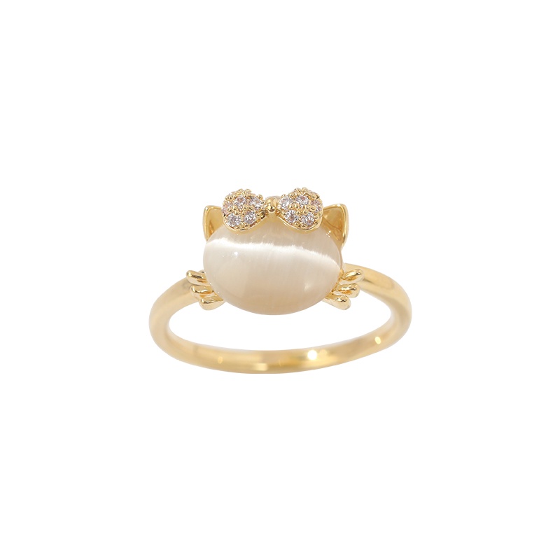 [Jiudolan] Nhẫn Opal Hình Mèo Dễ Thương Có Thể Điều Chỉnh Kích Cỡ Cho Nữ