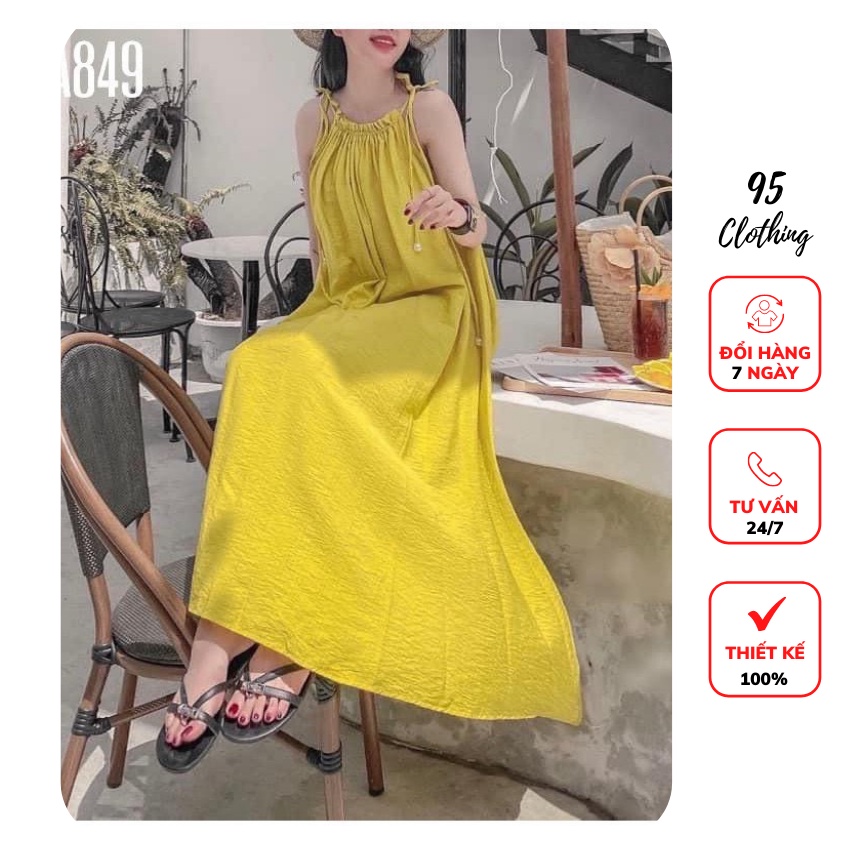[Hàng Loại 1] Đầm maxi cổ yếm buộc nơ xinh xắn | BigBuy360 - bigbuy360.vn
