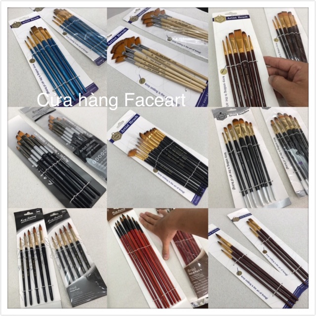 Bộ cọ vẽ màu nước/ Sơn dầu / màu acrylic , vẽ hoá trang chuyên nghiệp - Bút vẽ 12 cây / 6 cây tô màu