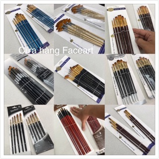 Bộ cọ vẽ màu nước/ Sơn dầu / màu acrylic , vẽ hoá trang chuyên nghiệp - Bút vẽ 12 cây / 6 cây tô màu