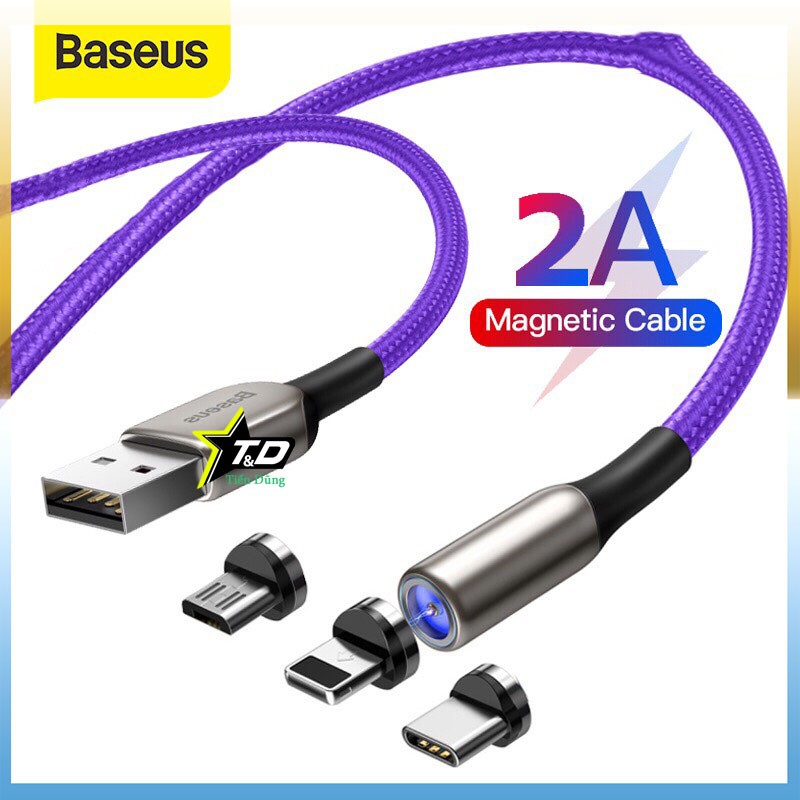 Cáp sạc nam châm từ tính thế hệ thứ 3 Baseus c Magnetic series 3 in 1 đầy đủ sạc cho các dòng điện thoại