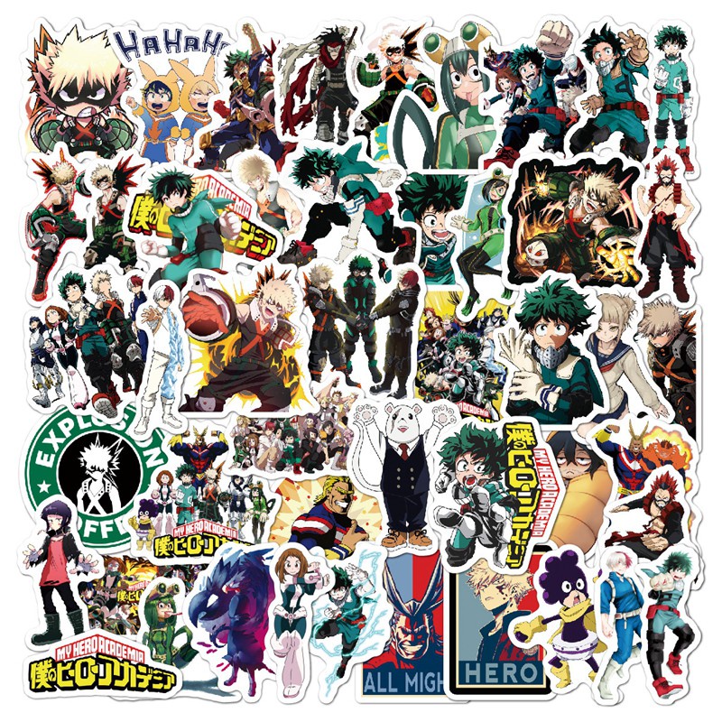 100/ 50/ 25/ 10 nhãn dán phong cách hoạt hình My Hero Academia trang trí laptop