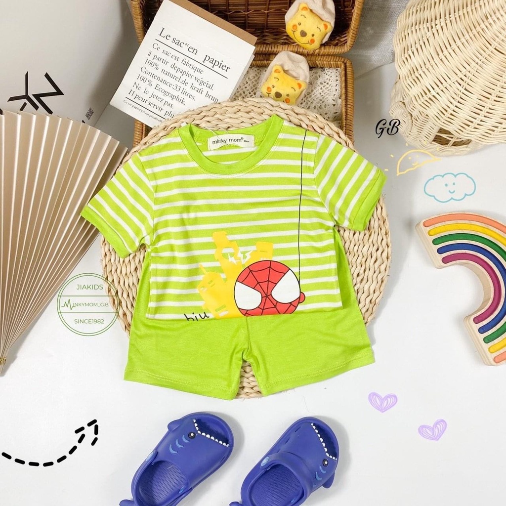Bộ Quần Áo Ngắn Tay Minky Mom, Vải Thun Lạnh Thoáng Mát, In Hoạ Tiết Hoạt Hình - Mã:  MMCT7