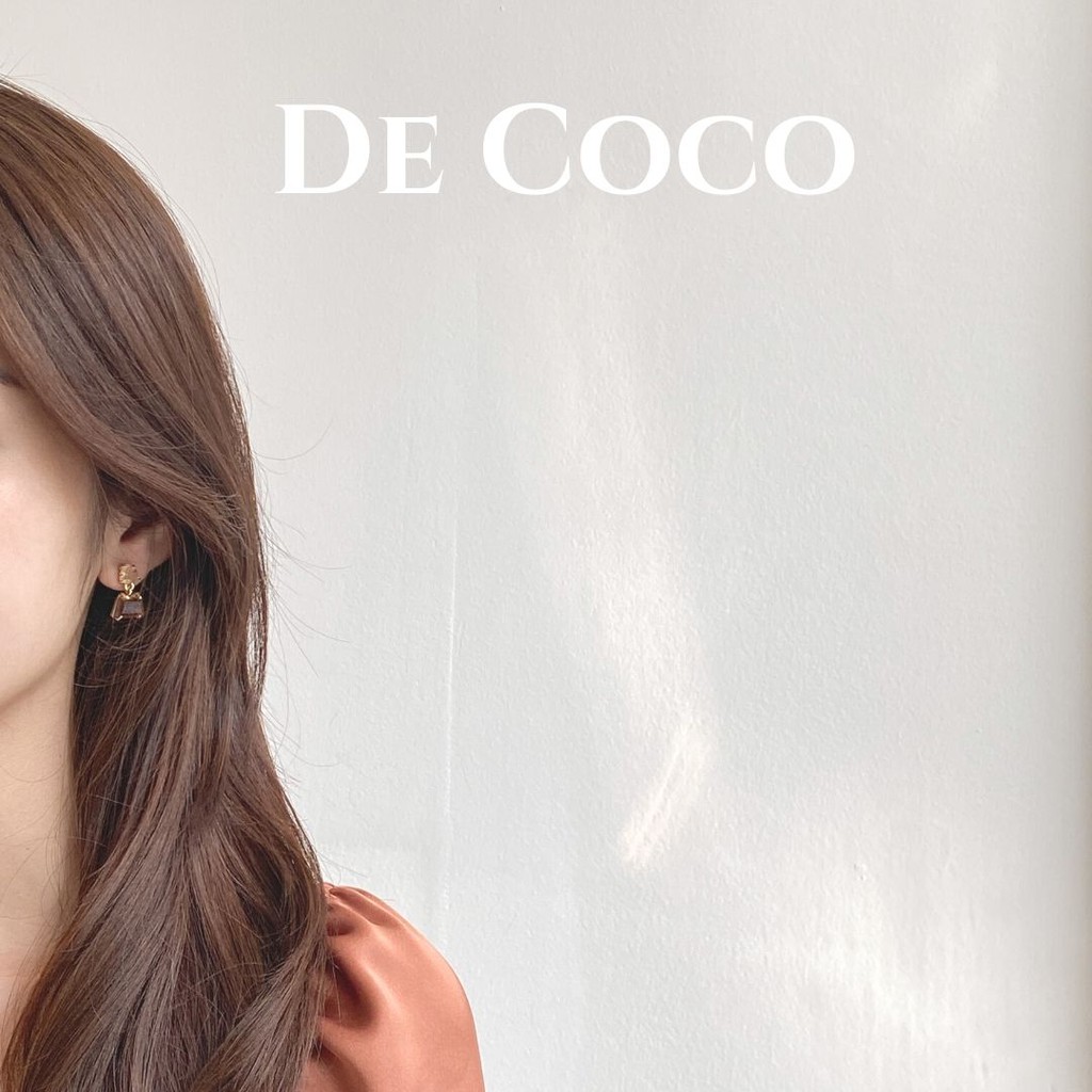 Khuyên tai bông tai đá hổ phách De Coco