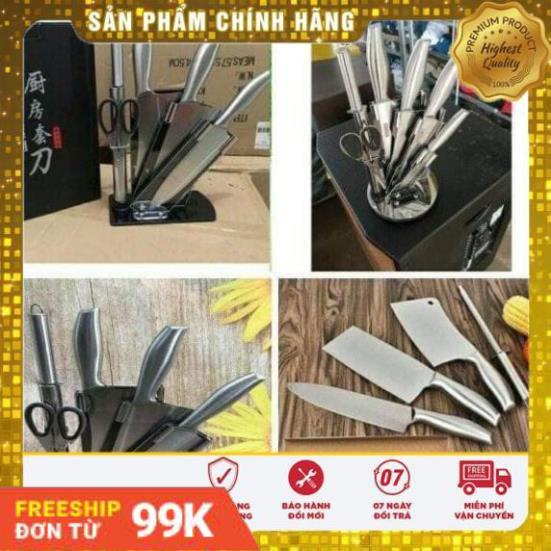 Bộ dao 6 món nguyên khối - Có giá để gọn gàng tiện lợi