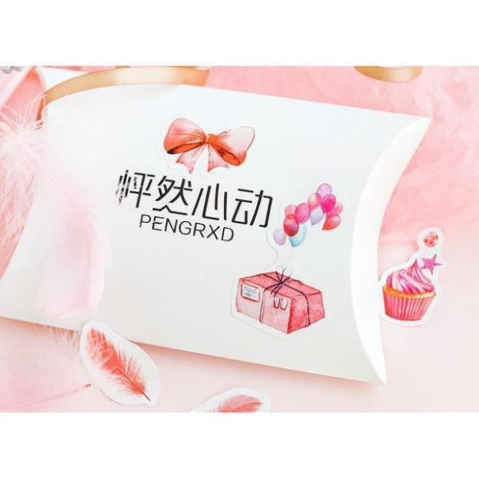 Bộ 46 Sticker Hàn Quốc Màu Hồng dán trang trí E13