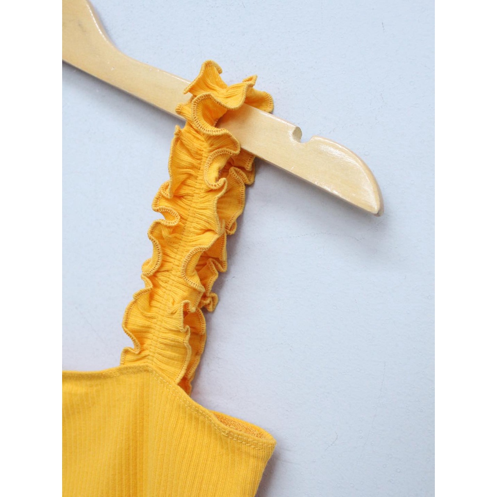 Q9336 - Bodysuit thun gân Double Zero 2 dây bèo, trơn