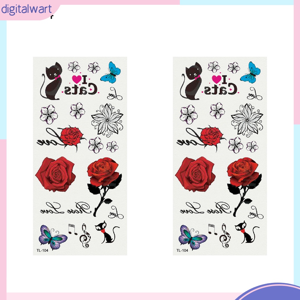 Set 2 tấm hình xăm dán họa tiết hoa quyến rũ chống nước cho nữ