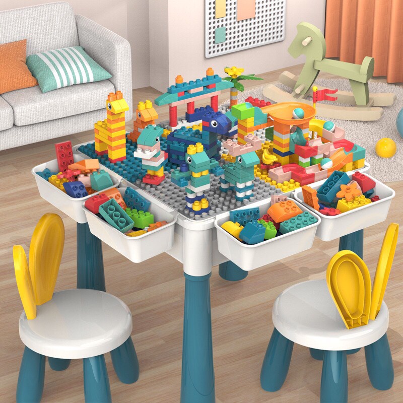 Bàn Xếp Hình,Bàn xây dựng đa năng,Lắp Ghép Lego tặng kèm 340 chi tiết lego cho bé