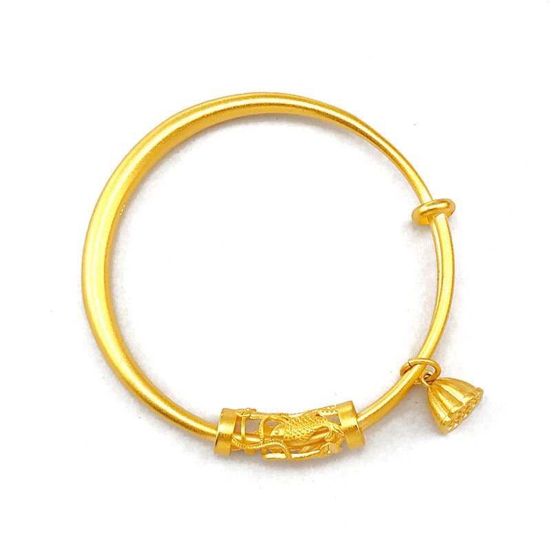 Vòng Tay Điều Chỉnh Được Bằng Đồng Thau Mặt Nhám Hình Hoa Sen Vàng G1B Cổ Điển Cho Nữ Time