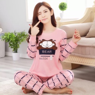Bộ cotton dài tay mặc nhà
