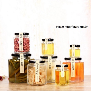 Hũ Thủy Tinh Lục giác Nắp Thiết