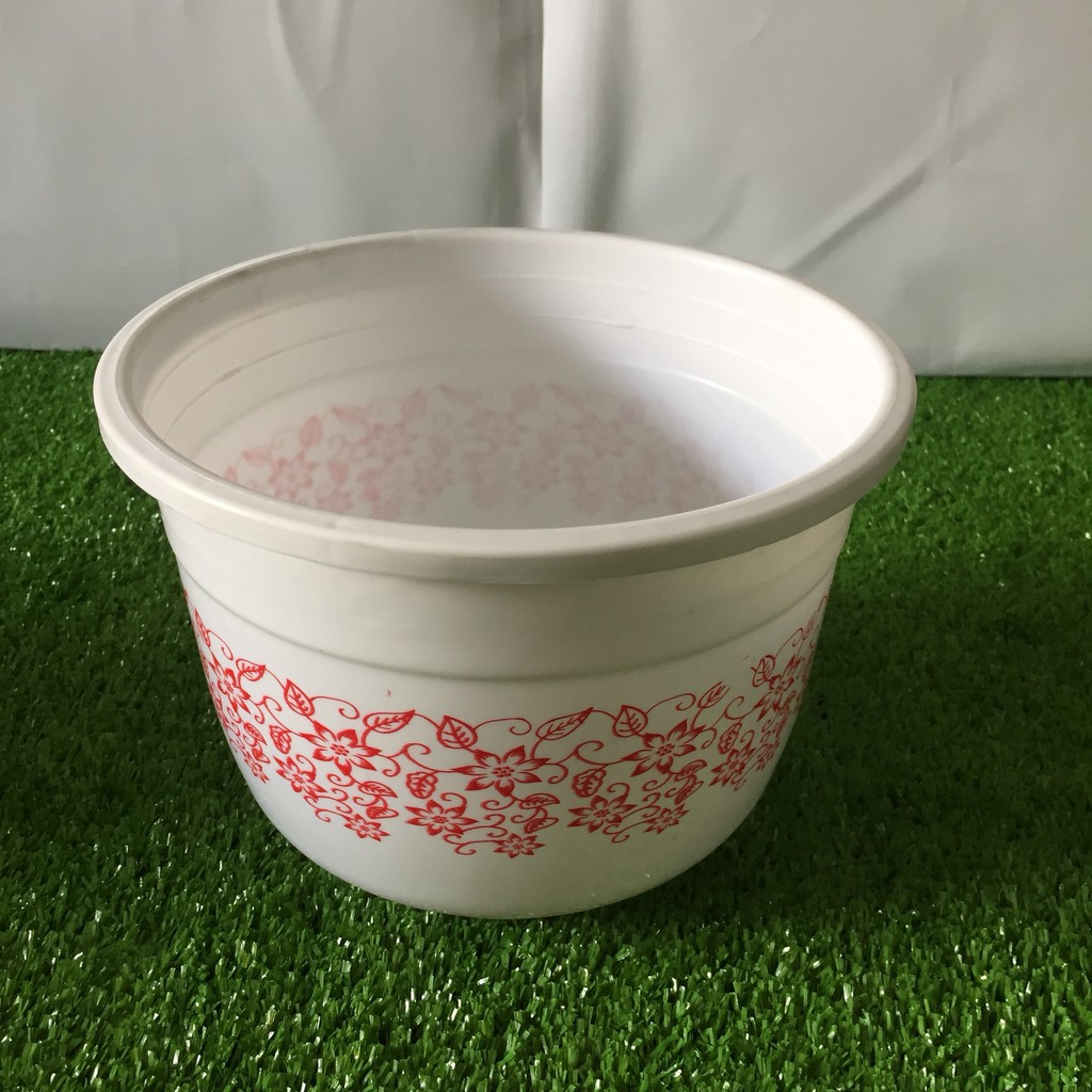 Chậu Tròn In Hoa Văn 21x15cm Trồng Cây, Hoa Kiểng