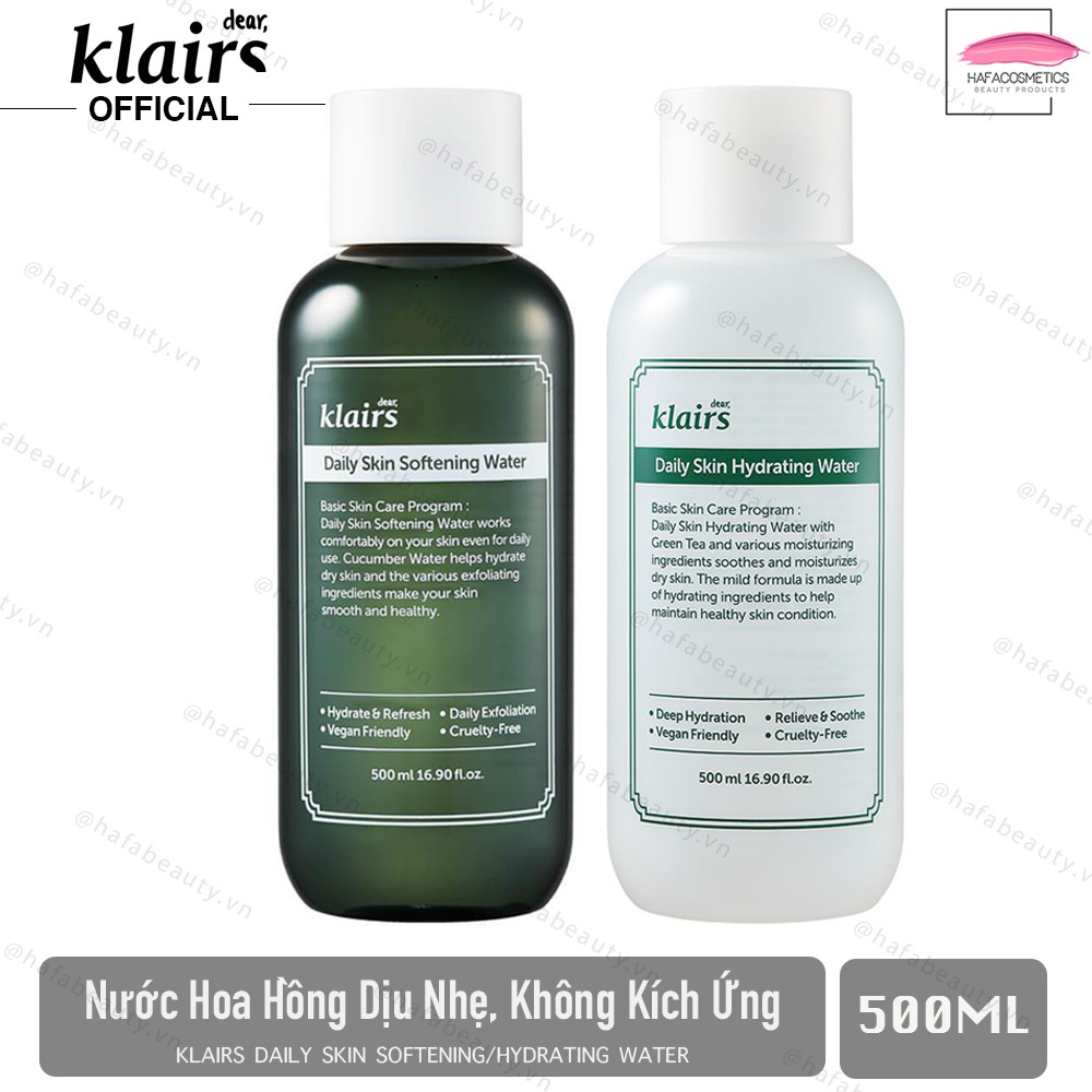 Nước Hoa Hồng Klairs Daily Skin Water 500ml - HAFA BEAUTY _ Klairs Chính Hãng