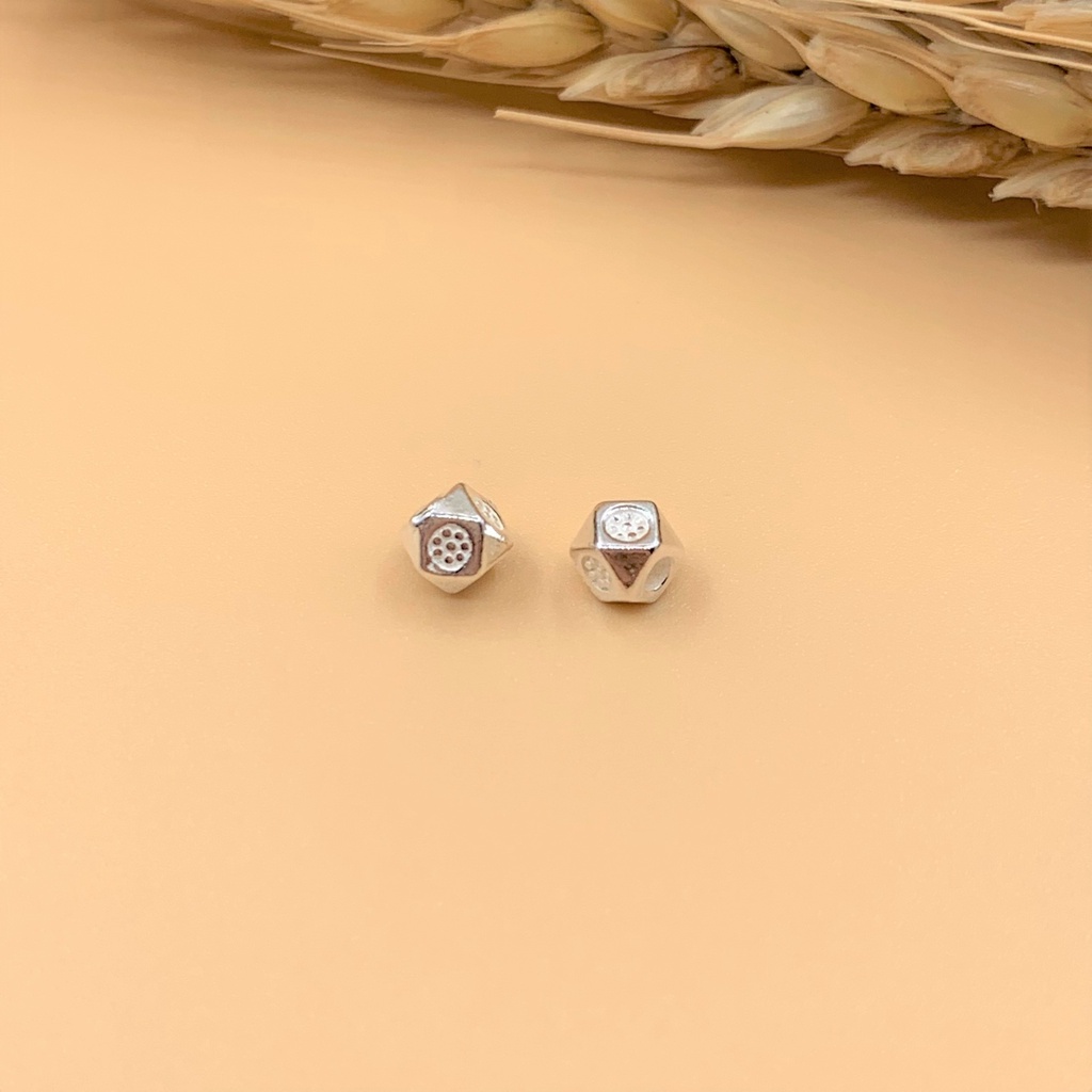 Charm nối bi bạc đa giác đơn giản loại nhỏ - Charm Bạc 925 - Mã CB111