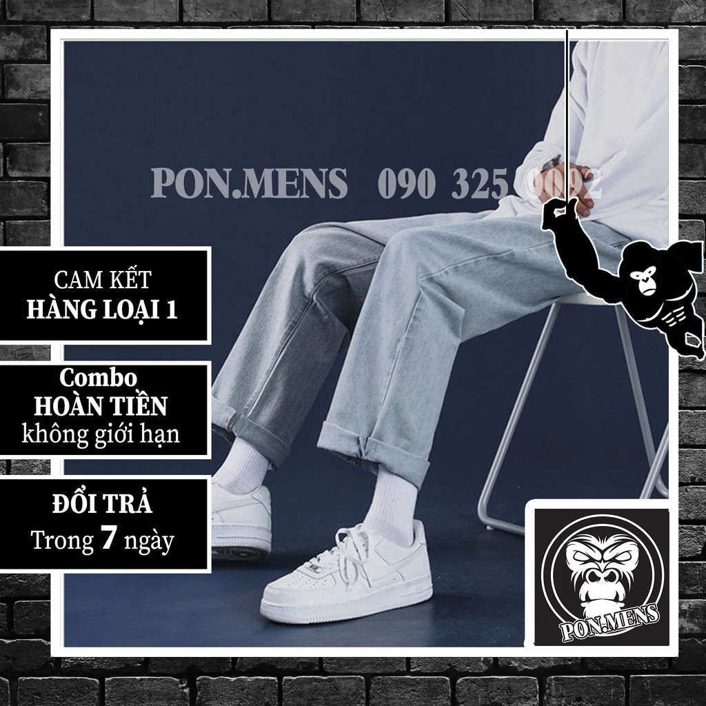 [xả kho lẻ size] Quần jean nam nữ ống suông rộng màu xanh ghi nhạt hàn quốc 927 Pon.mens | BigBuy360 - bigbuy360.vn