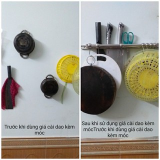 Giá cài dao kèm móc inox