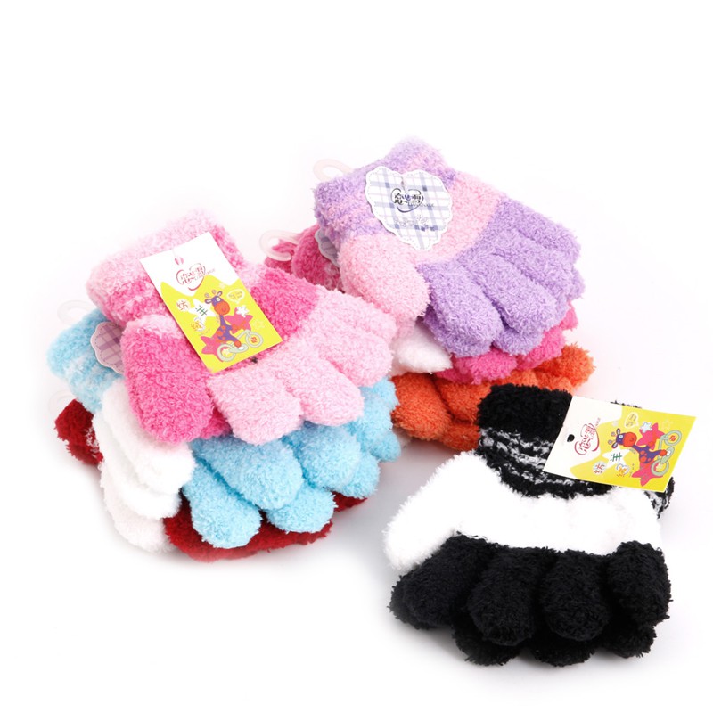Loner Cute Infant Baby Kid Full Finger Warm Winter Gloves Toddler Knit Rainbow Mittens
