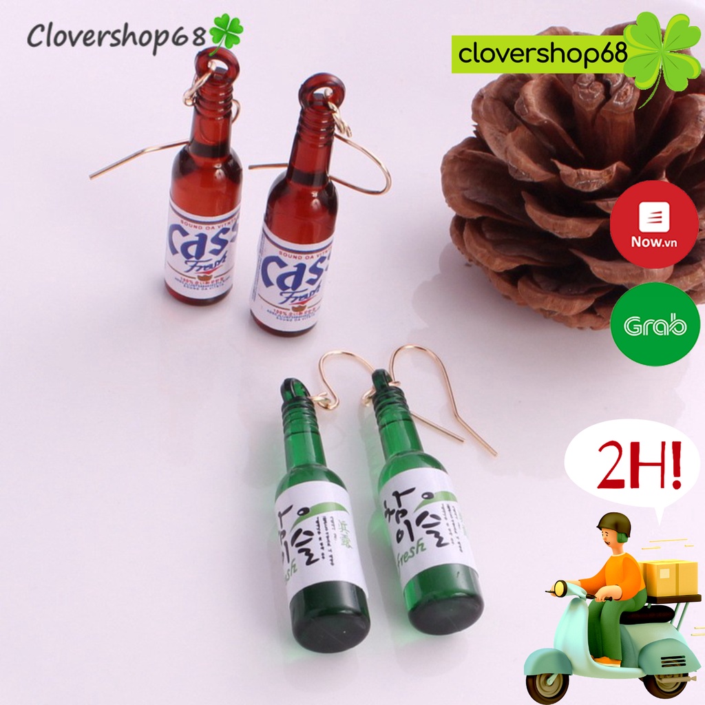 Bông tai, Hoa tai hình chai rượu Soju     Clovershop68