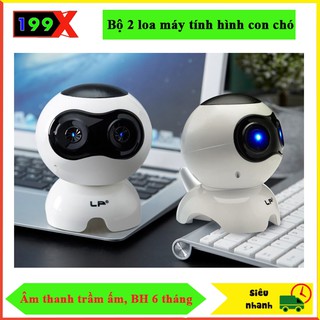 Combo 2 loa vi tính mini cao cấp LP, Loa máy tính, loa laptop để bàn hình chó không gian âm thanh trầm ấm - BH 6 tháng