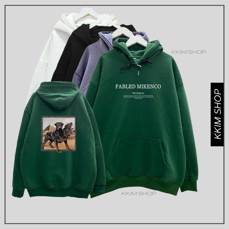 Áo Nỉ HOODIE MIKENCO Ceberus, Áo hoodie XANH LÁ unisex nam nữ form rộng oversize chất liệu Nỉ bông cao cấp KKIM SHOP