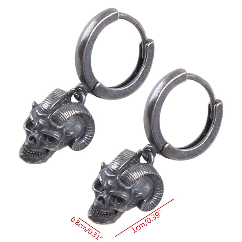 TAK Vintage Rock Punk Piercing Body Jewelry Goats Skull Stud Earrings for Men Women