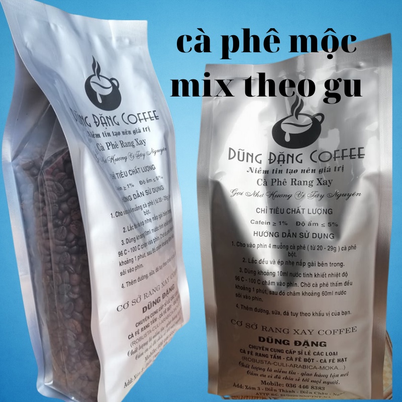 Cà Phê - Hạt Nguyên Chất DŨNG ĐẶNG -Rang Mộc - Pha Phin - Pha Máy - Sạch - Ngon - Chất Lượng - Gói 500gr