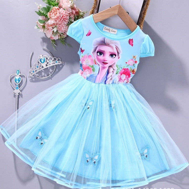 Váy đầm công chúa Elsa xinh xắn cho bé 2-7 tuổi đi học, đi chơi