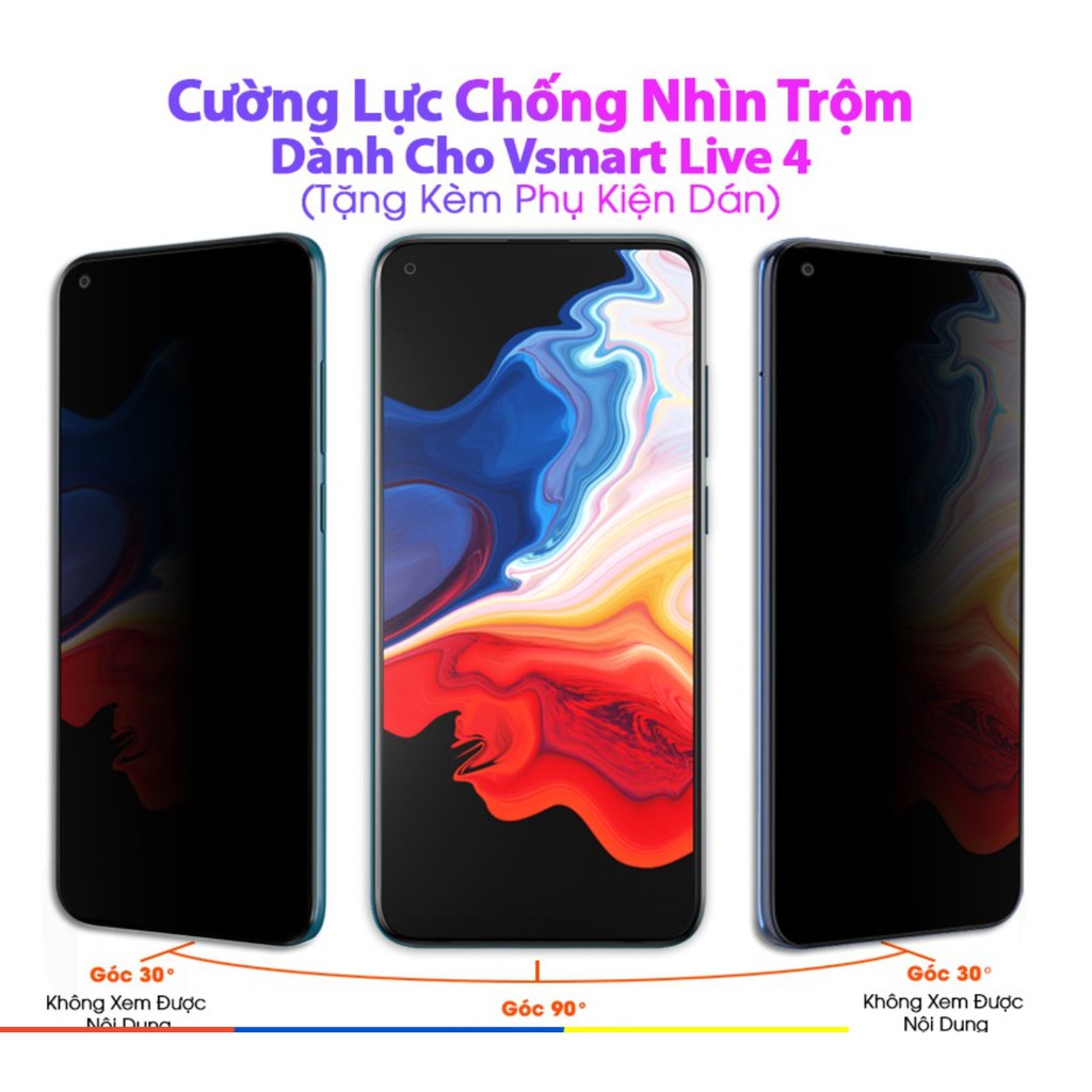 Cường lực chống nhìn trộm Bphone A40 A50 A60 Vsmart Aris Pro Live 4 joy 4 Joy 3