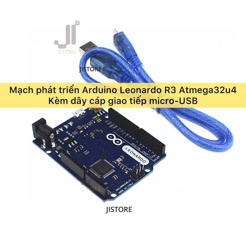 Mạch Arduino Leonardo R3 ATMEGA32U4, SRAM: 2.5 KB, EEPROM: 1 KB, (kèm cáp giao tiếp USB) DIY lập trình nguồn mở