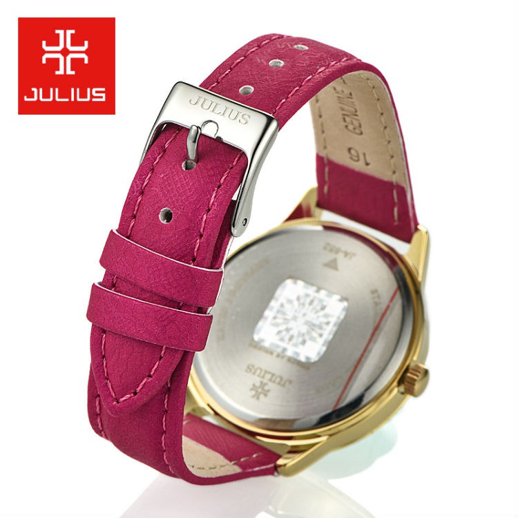 Đồng hồ nữ JULIUS JA852 dây da hồng
