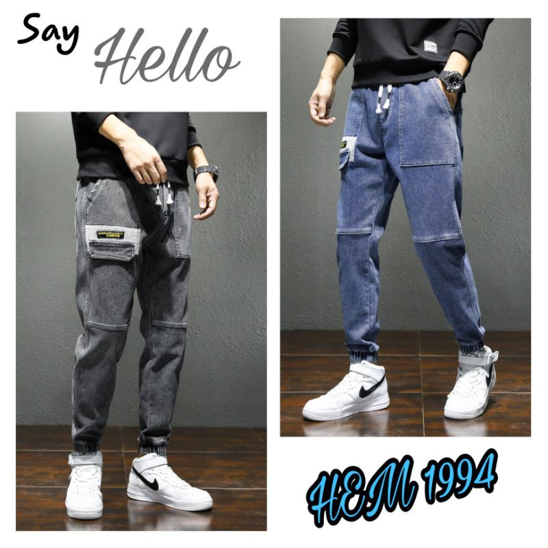 [Mã SKAMSALE06 giảm 10% tối đa 100K đơn 150K] Quần jean jogger phong cách chất lừ họa tiết túi trước