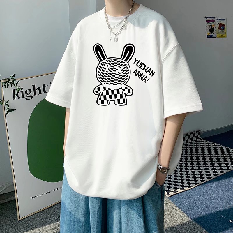 Áo Thun Mùa Hè Dáng Suông In Họa Tiết Hoạt Hình Thoải Mái Phong Cách Hip Hop Đường Phố Nhật Bản Cho Nam Size M-5XL