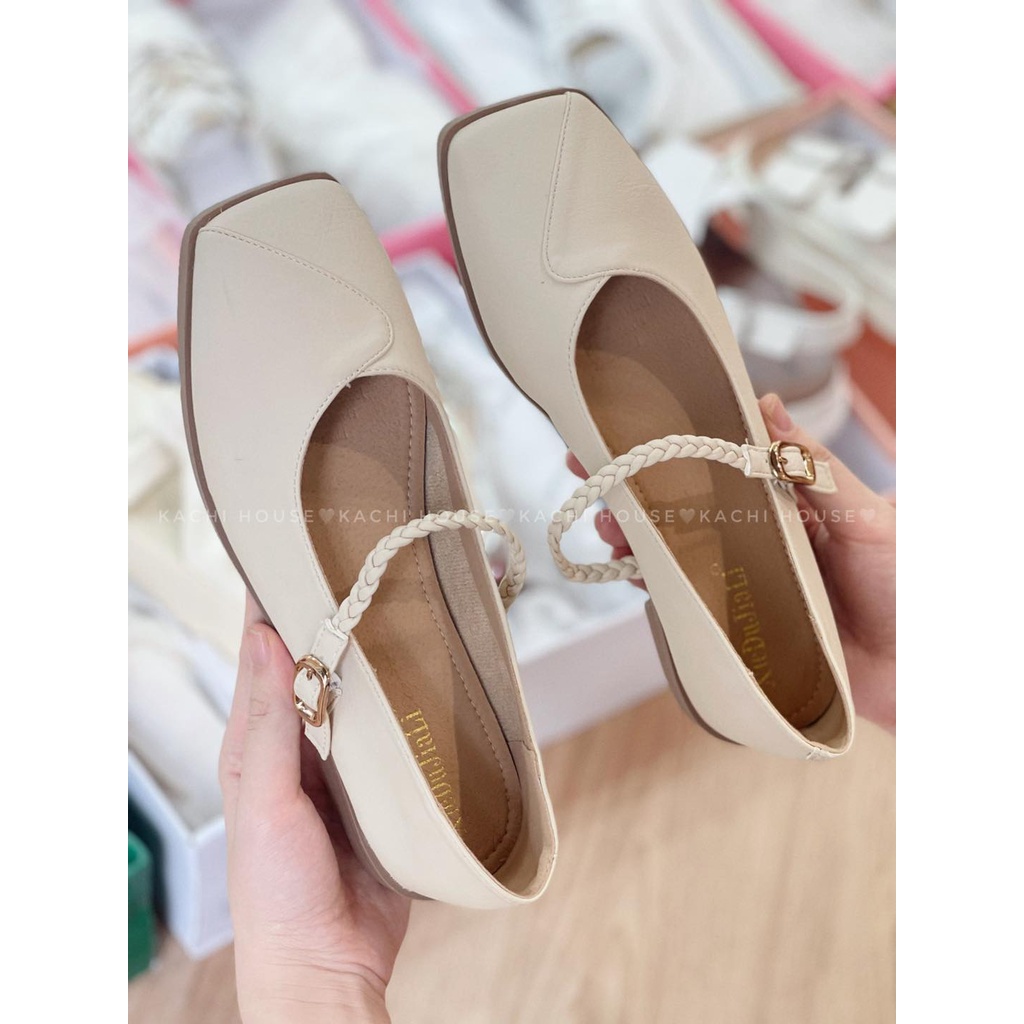 Bệt xie da lỳ mũi vuông quai tết ngang 6699-5