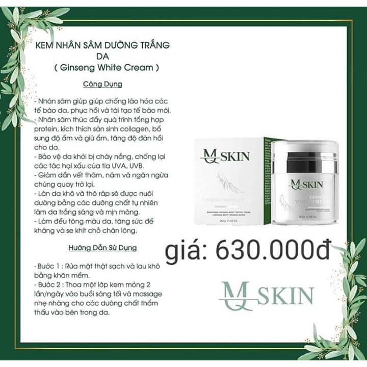 Kem Face Nhân Sâm MQSkin  Kem mqskin sẵn