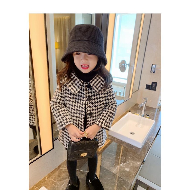 Áo khoác len cotton dày dáng dài phong cách xuân thu thời trang xinh xắn cho bé gái