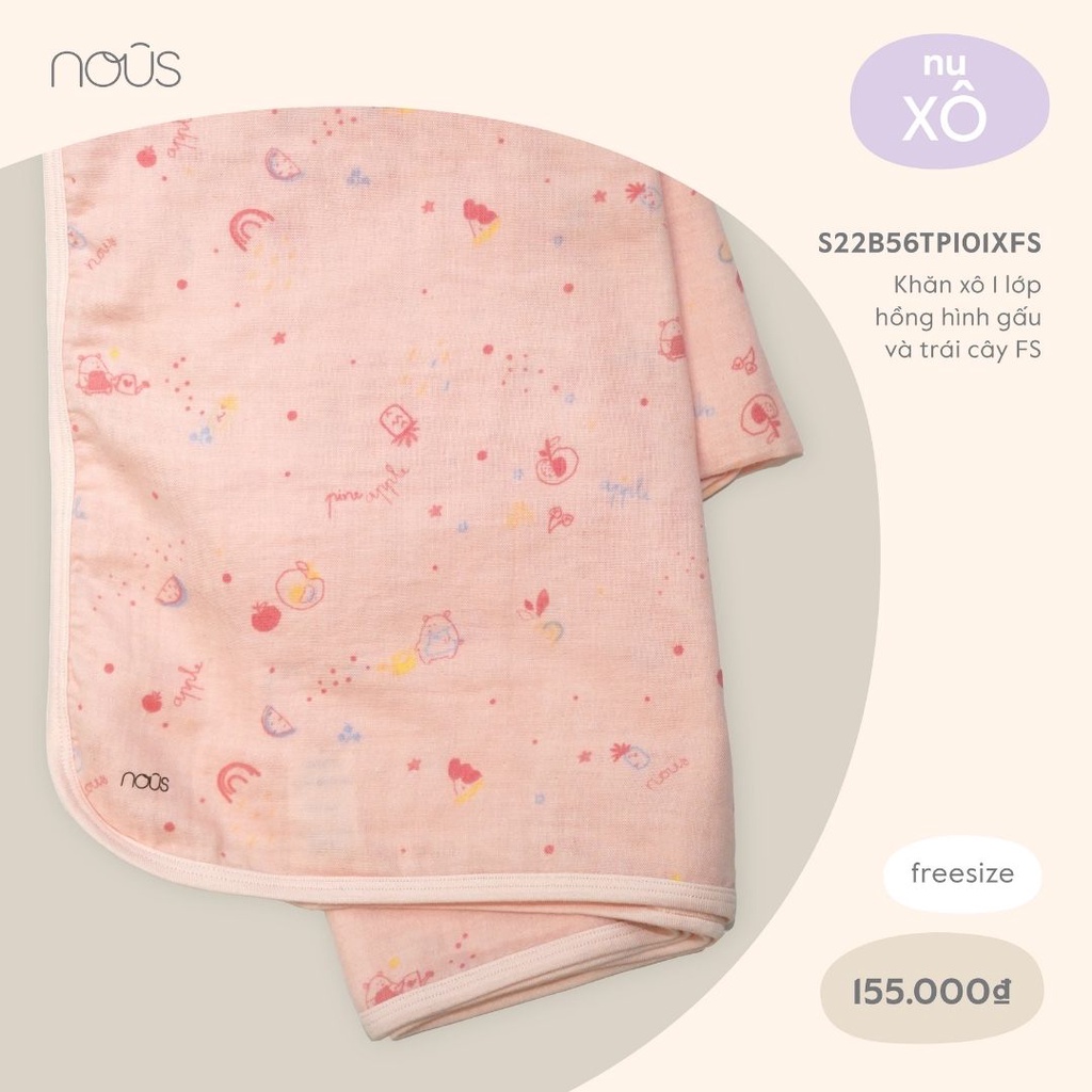Phụ Kiện Khăn Đa Năng Cho Bé Nous - Chất Liệu Xô Mềm Mại Kích Thước 120x 120cm