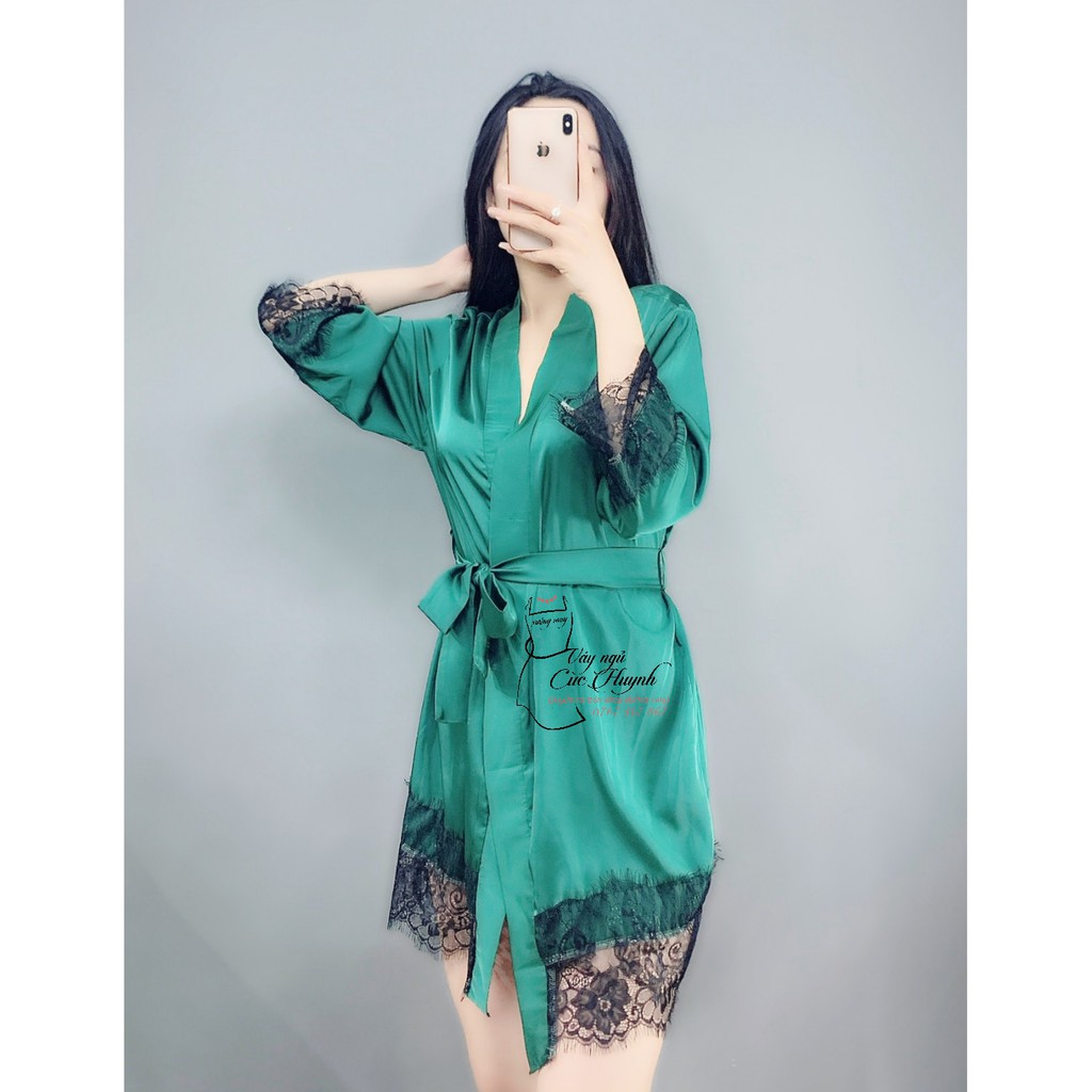 [FREE SHIP] Áo choàng dài tay phối ren xinh xắn, Áo choàng ngủ đẹp vải mềm mát, đường may kĩ, có 4 màu | BigBuy360 - bigbuy360.vn