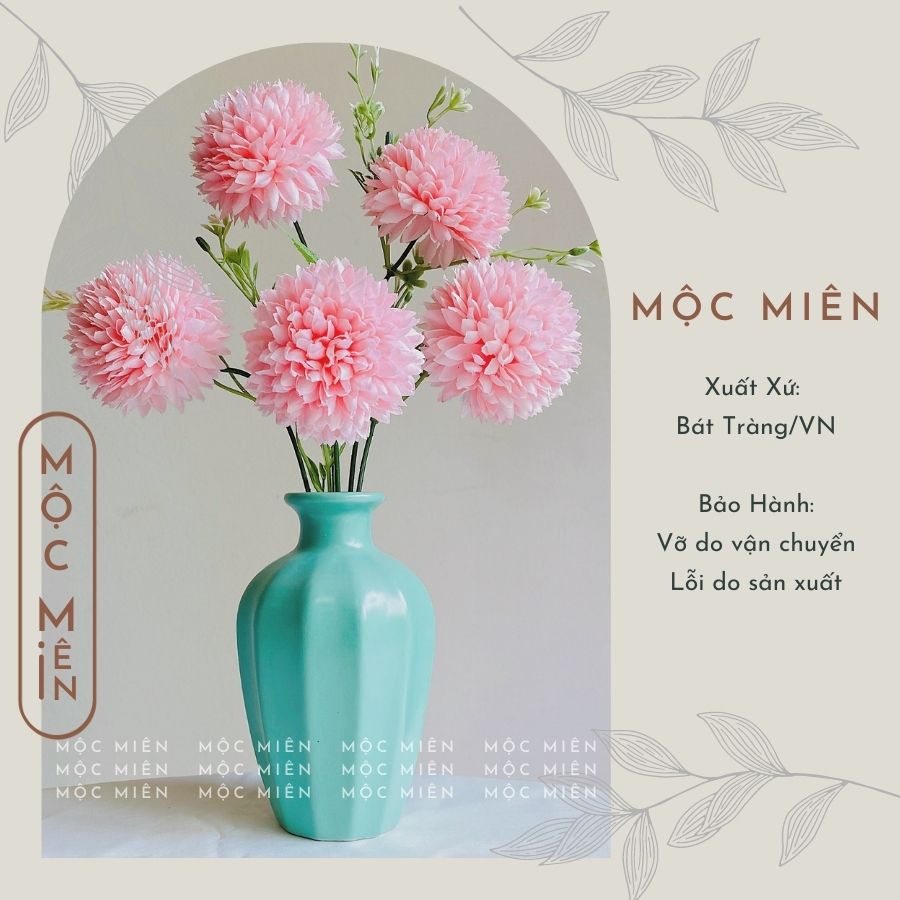 Lọ hoa mini decor màu Pastel Xanh Mint, Xanh Dương, Xanh Ngọc, gommocmien bình gốm sứ Bát Tràng
