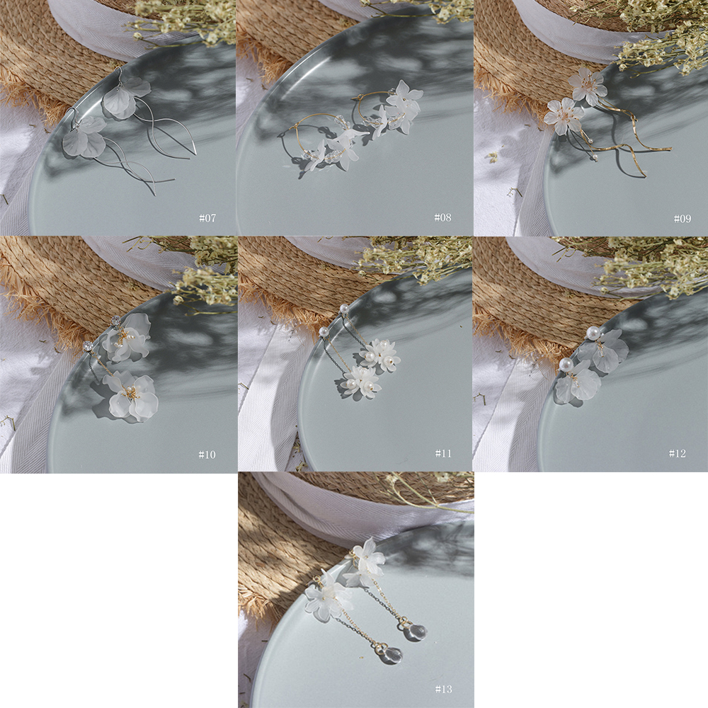 Bông Tai Dáng Dài Hình Hoa Đính Ngọc Trai Xinh Xắn S925