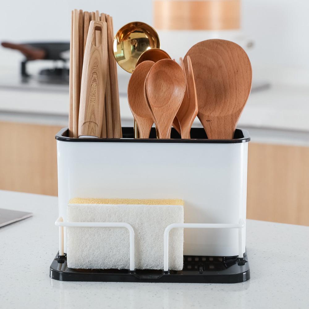 Giá Đỡ Bọt Biển Rửa Chén Kèm Khay Đựng Đũa Tiện Dụng