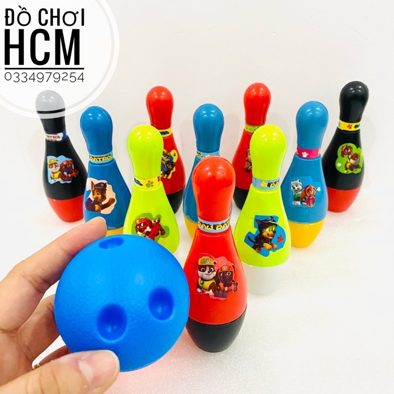 [BỔ ÍCH] Bộ đồ chơi bowling hình chó cứu hộ mini gồm 10 ki và 2 quả bóng ném cho bé khám phá vận động trong nhà 811-14