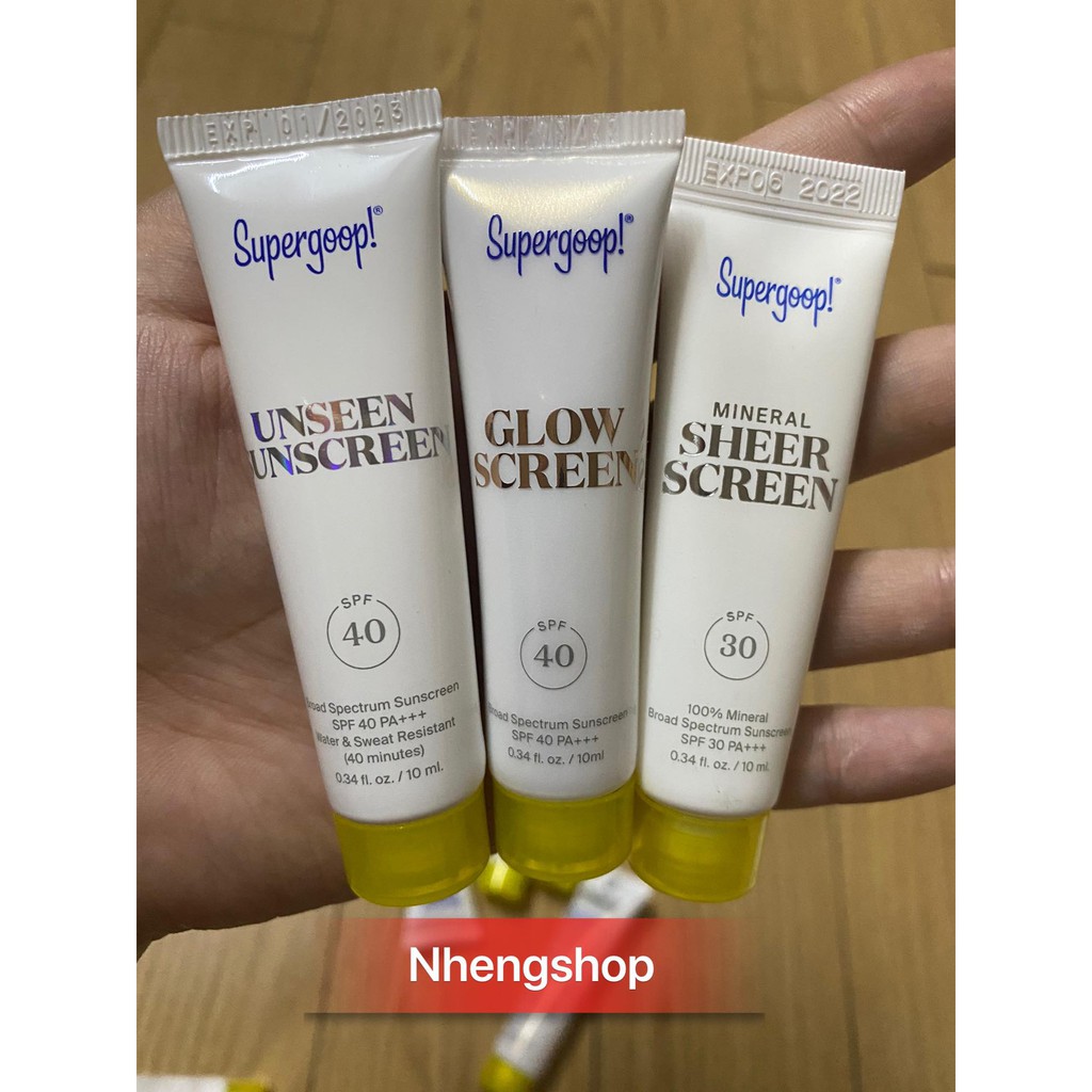 [10ml][3 loại] Kem chống nắng Supergoop Unseen / Glow / Sheer Screen