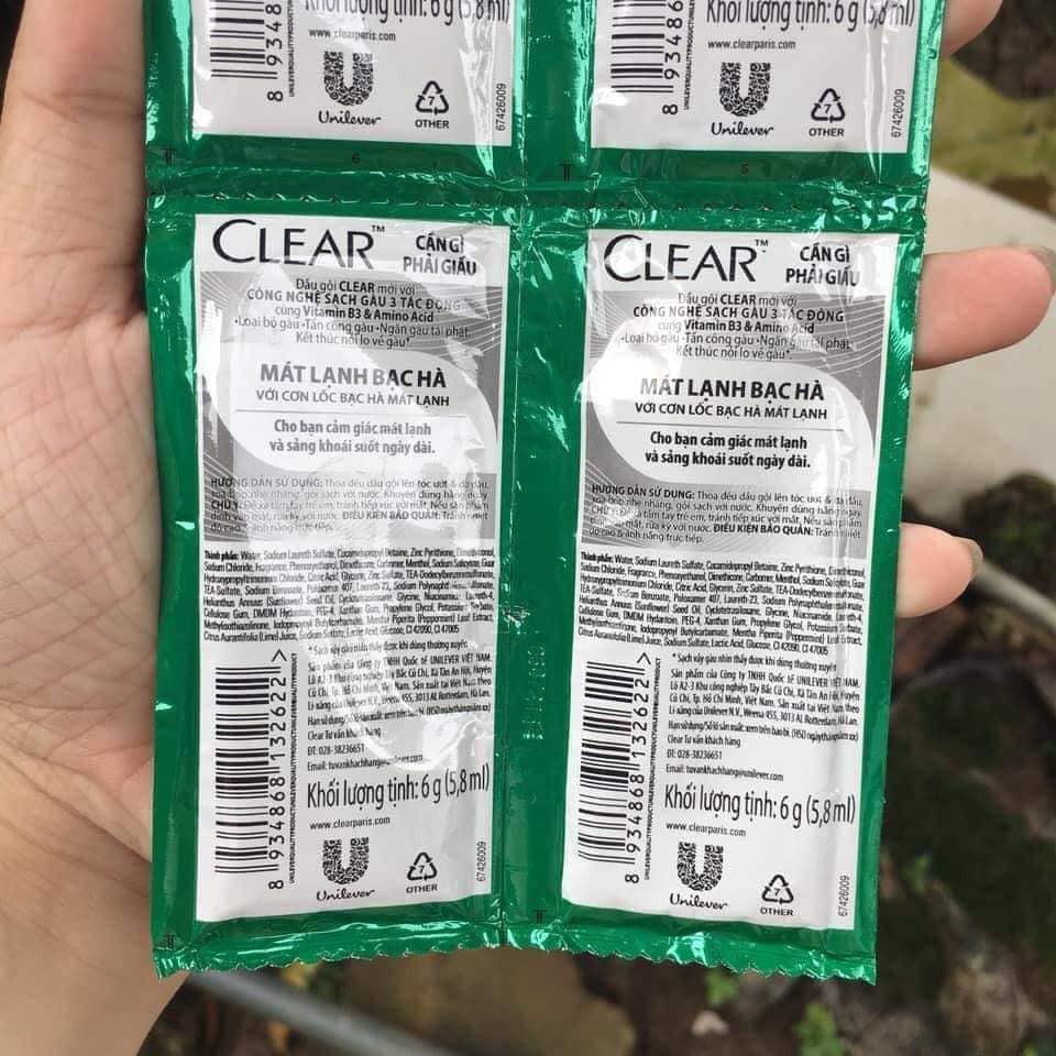 10 gói dầu gội clear bạc hà