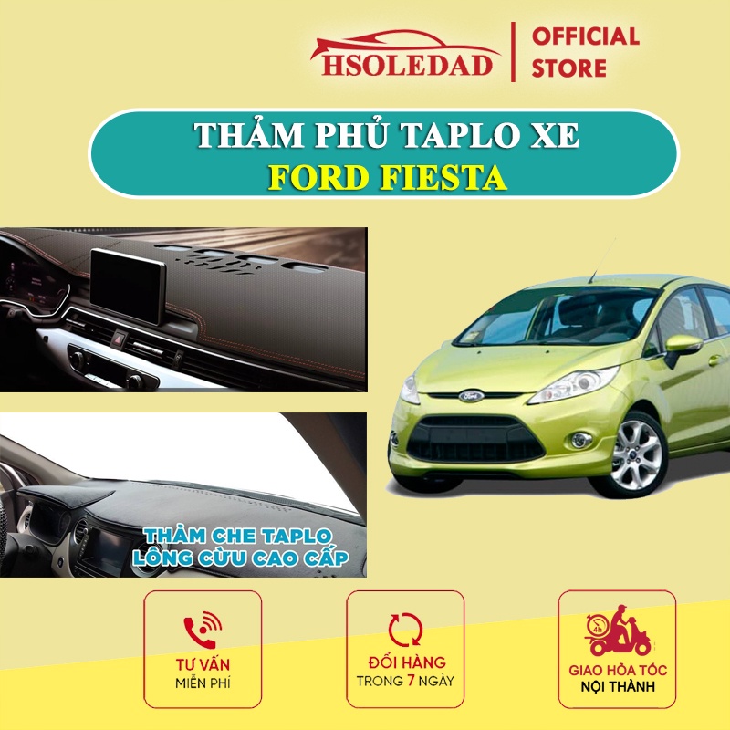 Thảm taplo Ford Fiesta bằng lông Cừu 3 lớp hoặc Da Cacbon