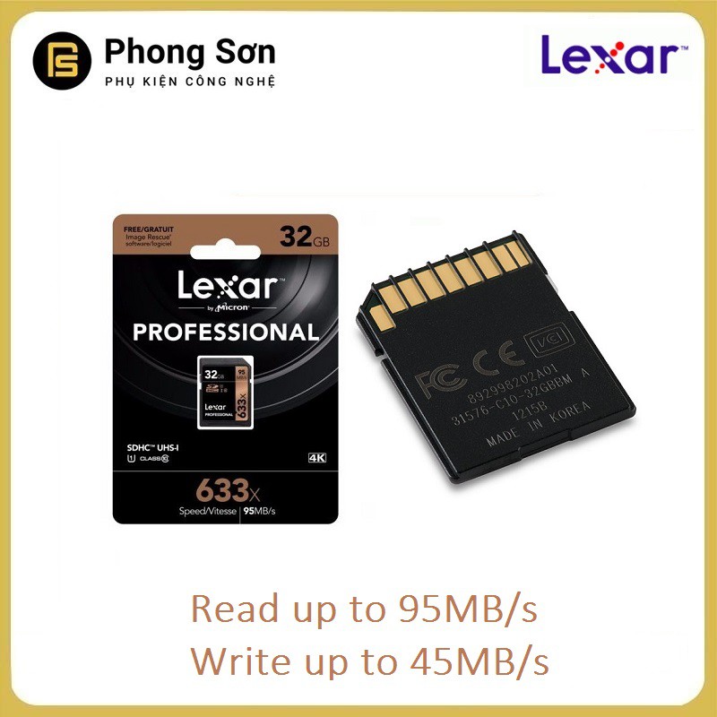 Thẻ nhớ SDHC 32GB Lexar Professional U1 633x 95MB/s - Dành cho máy ảnh | BigBuy360 - bigbuy360.vn