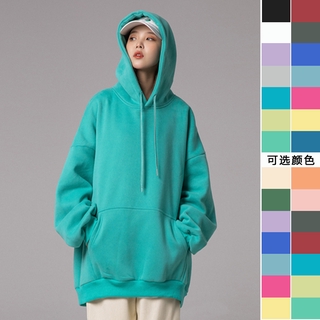 Áo Hoodie Tay Dài Form Rộng Màu Trơn Chất Lượng Cao