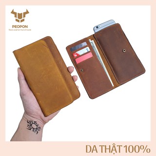 Ví dài nam cầm tay da bò cao cấp, ví dài đựng điện thoại tiện lợi - bảo hành 3 năm