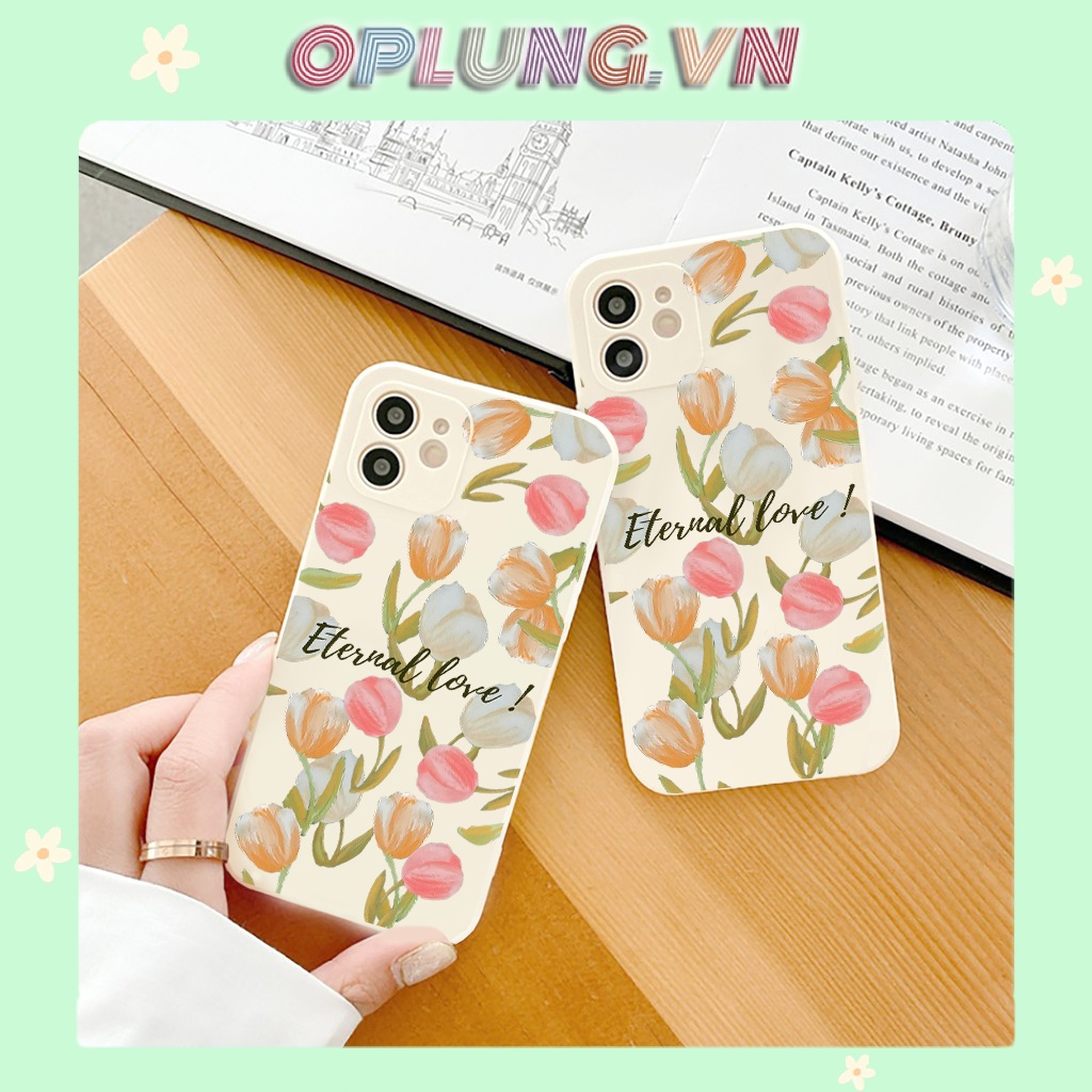 Ốp lưng iphone Hoa tình yêu cạnh vuông BVC cho ip 13promax 6 7plus x xr xsmax 11 11 promax 12 12pro max 13pro  e144